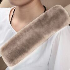 2pcs Faux Sheepskin Car Auto Seat Belt Shoulder Pads Cover Cushions Khaki New