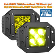 2x 5in Flush Mount Cree Led Work Light Yellow Backup Pods Driving Flood Offroad
