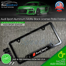 Audi Sport License Plate Frame Matte Black Logo Front Or Rear 3d Emblem Cover