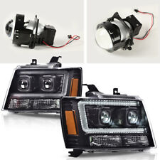 Fit For 07-14 Chevy Avalanche Tahoe Suburban Dual Led Projector Headlights Black