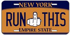 Funny Run This Blue Orange New York Vanity License Plate Auto Tag