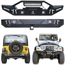 Fit For 1997-2006 Jeep Wrangler Tj Front And Rear Bumper W Winch Platelights