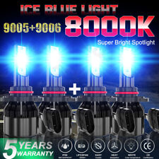 9005 9006 Ice Blue 8k Led Headlights Kit Combo Bulbs High Low Beam Super Bright