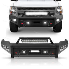 Modular Front Bumper W Winch Plate Led Lights Fits 07-13 Chevy Silverado 1500