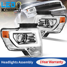 For 2009-2014 Ford F150 Chrome Led Drl Tube Projector Headlight Headlamps Rhlh
