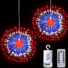 2 Pack Patriotic Firework Lights 4th Of July Decoration Red White Blue 240 Led
