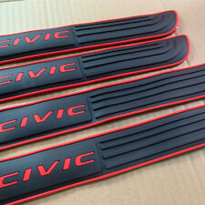For Honda Civic 4pcs Rubber Car Door Scuff Sill Cover Panel Step Protectors Red