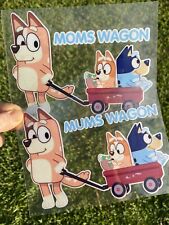 Mums Or Moms Wagon Bluey And Bingo In Wagon With Chilli From Bluey Car Sticker