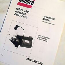 Ammco Operating Service And Parts Manual 1000 Drum Disc Brake Lathes