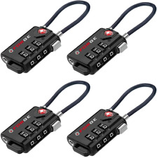 4-pack Tsa Approved Cable Luggage Locks Re-settable Combination With Alloy Body