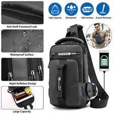 Anti-theft Mens Sling Crossbody Bag Chest Shoulder Messenger Backpack Usb Port
