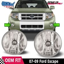Pair For 2007-2012 Ford Escape Fog Lights Clear Bumper Driving Lamps W Bulbs