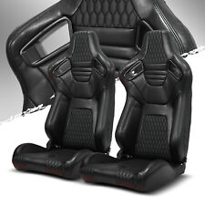 Pairs Black Stitching Pvc Leather Leftright Racing Car Seat With Slider