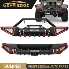 Front Rear Bumper For 1987-2006 Jeep Wrangler Tj Yj With Winch Plate D-rings