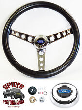 65-69 Fairlane Galaxie Ranchero Steering Wheel Blue Oval 14 12 Classic Chrome