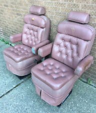 Pair 1990 Chevy Explorer Van Custom Deluxe Muave Leather Seats Or Captain Chairs
