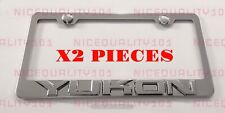 2x 3d Yukon Stainless Steel Metal Chrome Mirror License Plate Frame Holder