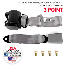 1x Retractable 3 Point Safety Seat Belt Straps Car Vehicle Adjustable Belt Gray