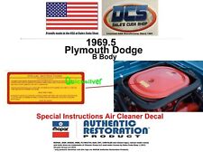 1969 A12 440 Six Pack Rr Super Bee Special Instructions Air Cleaner Decal New Us