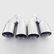 1pair 3 Inlet Twin 3.5 Out 11.8 Long Dual Wall Quad 304 Stainless Exhaust Tip