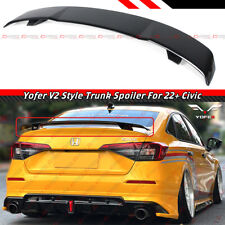 For 2022-2024 Honda Civic 4dr Sedan Yofer V2 Gloss Black Trunk Lid Spoiler Wing