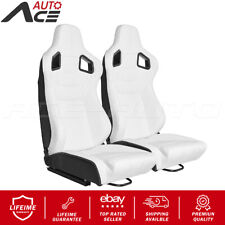 Racing Seat Universal White Leather Reclinable Bucket Sport Sea Set Of 2