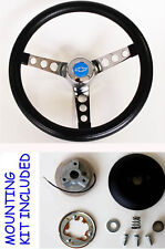 70-73 C10 C20 C30 Blazer Grant Black Steering Wheel Blue Bowtie Cap 13 12