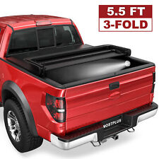 5.5ft Tri-fold Soft Truck Bed Tonneau Cover For 2015-2024 Ford F150 F-150 On Top