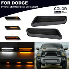 Sequential Led Side Hood Bezel Driving Light For 2010-23 Dodge Ram 1500 Classic