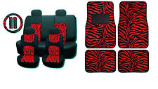 New Red Zebra Mesh 15pc Full Set Car Seat Covers And Floor Mats
