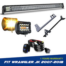52 300w Led Light Bar4 Fog Pods For 07-18 Jeep Wrangler Jk Roof Bracket Kit