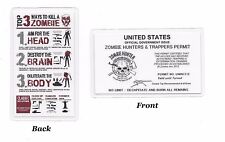 Zombie Hunters Trappers Permit Zombie Hunting Carry Card Laminated Lk