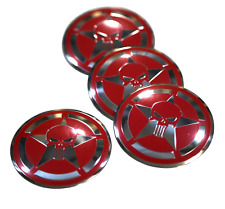 4x Punisher Shield Wheel Hub Center Cap Sticker Decal 2.20 Red