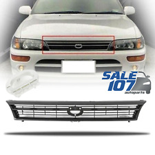 For 1993-1997 Toyota Corolla Jdm Front Bumper Hood Grille Black Crown Logo Grill