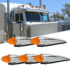 5x 17 Led Amber Torpedo Cab Marker Clearance Roof Running Top Light For Kenworth