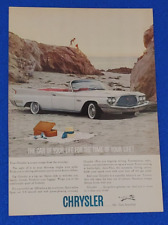 1960 Chrysler New Yorker Convertible Original Color Print Ad Free Ship Lot-white