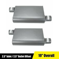 Pair Of 2 Chamber Performance Mufflers Silencer 2.5 Inlet 2.5 Outlet Offset