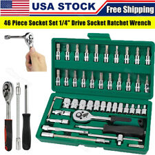 46 Pcs Socket Wrench Set 14 Drive Ratchet Metric Kit Garage Car Repair Tool Us