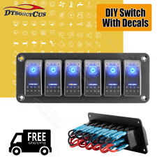 Offroad 6 Gang Rocker Switch Panel Blue Led Light Bar Fit Jeep Ford Gmc Nissan