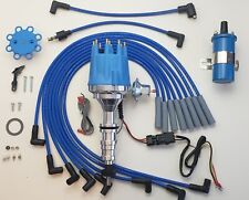 Small Cap Ford Fe 390 427 428 Blue Hei Distributor 45k Coil Spark Plug Wire