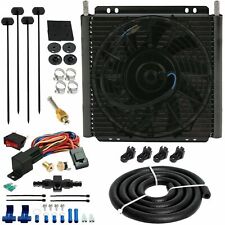 26 Row Trans-mission Oil Cooler Fan 6an In-hose 180f Thermostat Temp Switch Kit