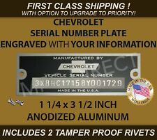 Serial Number Chevy Chevrolet Id Plate Door Tag Data Custom Engraved Your Info