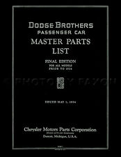 Dodge Parts Book 1926 1925 1924 1923 1922 1921 1920 1919 1918 1917 1916 Catalog