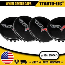 4pc Crossed Flag Wheel Center Hub Caps For C6 Corvette 2008-2013 68mm 20940125