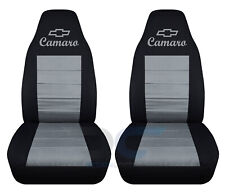 Designcovers Fits 1993-2002 Chevy Camaro Front Seat Covers Blacksilver Wdesign