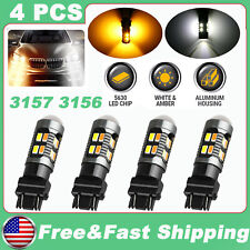 4x 3157 3156 Led Drl Switchback Turn Signal Light Bulbs 4157na 3457a White Amber