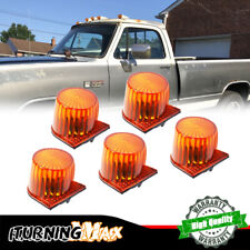 5x Roof Cab Marker Clearance Light Amber Cover Base Housing For 1984-1993 Dodge