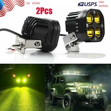 2x 3inch 80w Led Work Light Bar Cube Pods Driving Fog Spot Offroad Suv Yellow Us