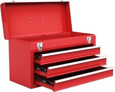 Portable Steel Tool Box 20.5 Toolbox W 3 Drawers Top Storage Tray