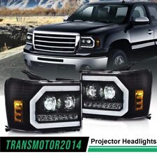 Led Drl Tube Projector Headlights Fit For 2007-13 Gmc Sierra 1500 2500hd 3500hd
